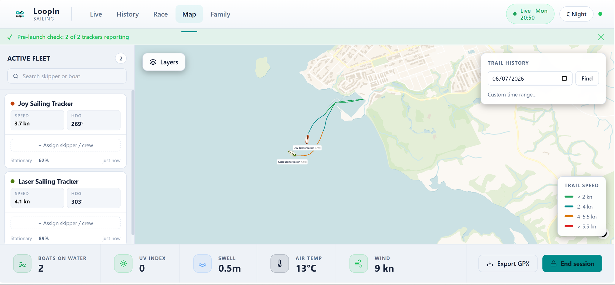 Fleet dashboard with map