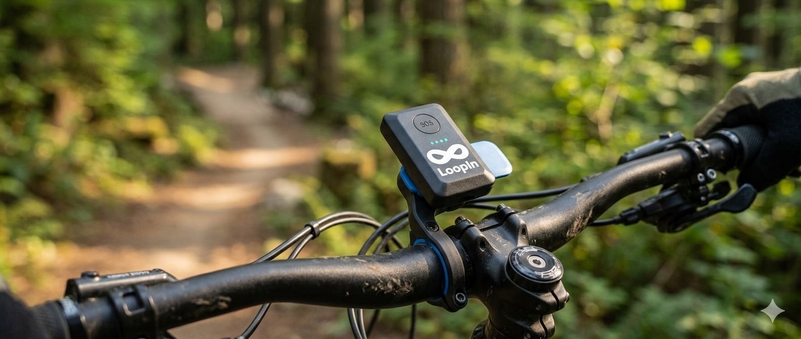 Mountain biker with tracker